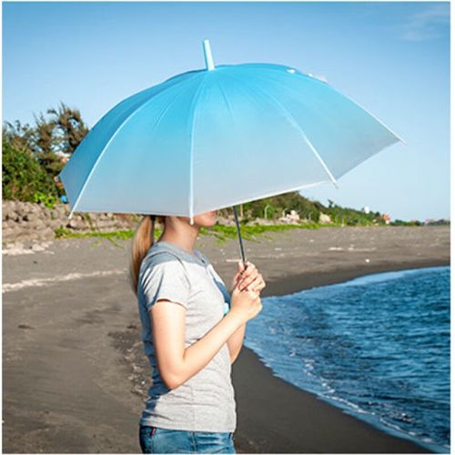 创意半自动折叠男女直杆长柄透明晴学生可爱韩版小清新 渐变蓝一把伞