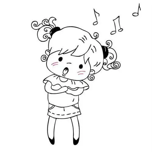 唱歌女孩卡通简笔画