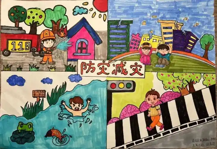 "童心画安全"防灾减灾绘画征集大赛作品展播(六)_画笔_少儿_王子