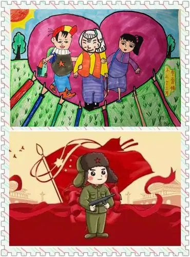 高旭阳同学的绘画作品《学雷锋不止于三月》