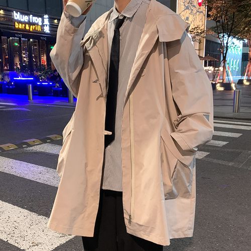 秋冬ins港风中长风衣男士韩版帅气情侣休闲风衣