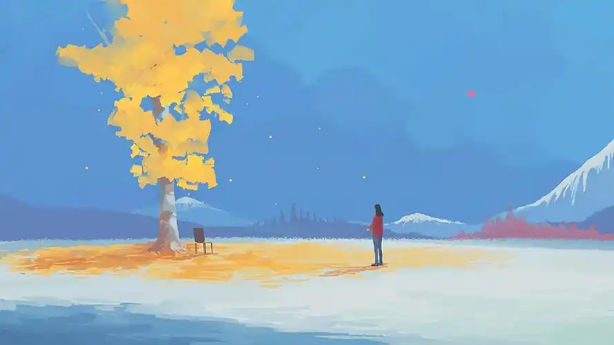 治愈系简约意境手绘插画