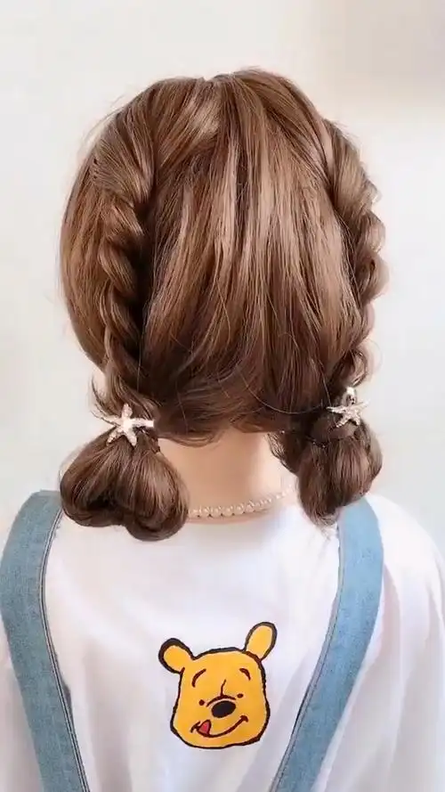 双马尾编发!家里有闺女的学起来,这样扎出门萌萌哒