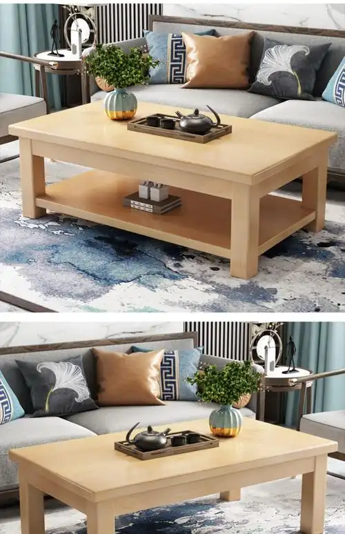 新品实木茶几客厅家用茶桌现代简约小户型双层创意圆角泡茶小桌子茶台