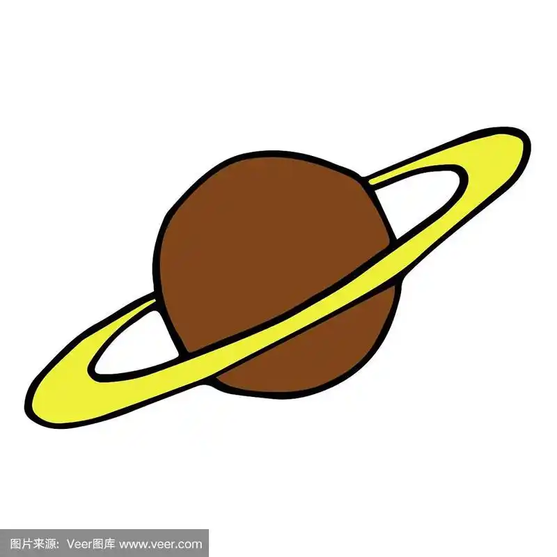 土星孤立在白色背景,矢量,手绘