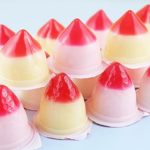 双层双色果冻小仙桃造型果冻草莓果味1-5斤散装整箱批发儿童零食