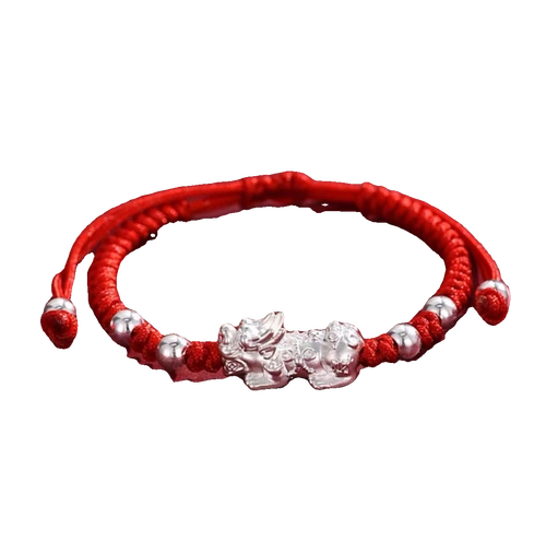 99纯银貔貅手链足银配件手工编绳天然朱砂手串转运珠时尚招财纳福