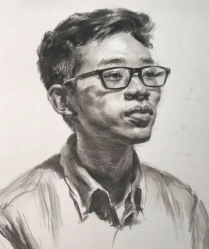 第一八四集男青年素描头像范画步骤图及部分细节图