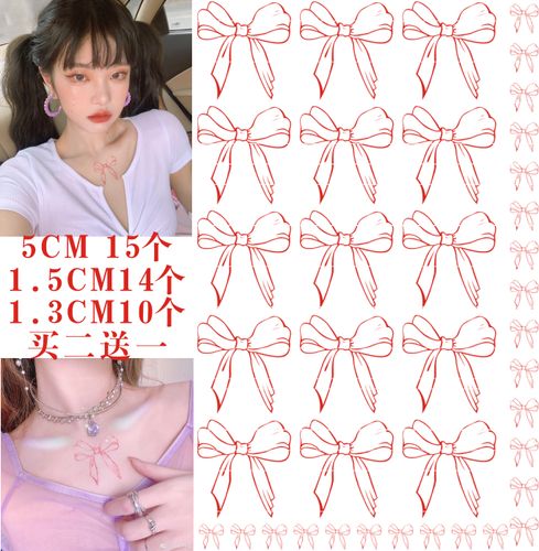 网红蝴蝶结ins风 纹身贴可爱少女小清新 锁骨手指 性感防水女持久