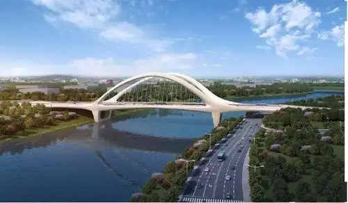 (东鹿大桥日景效果图)(东鹿大桥夜景效果图)东鹿大桥梁拱组合桥,形式