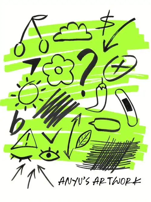 资源分享78款灵感手绘涂鸦符号数字png