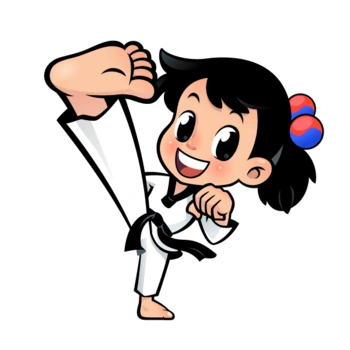 跆拳道卡通女孩形象踢腿
