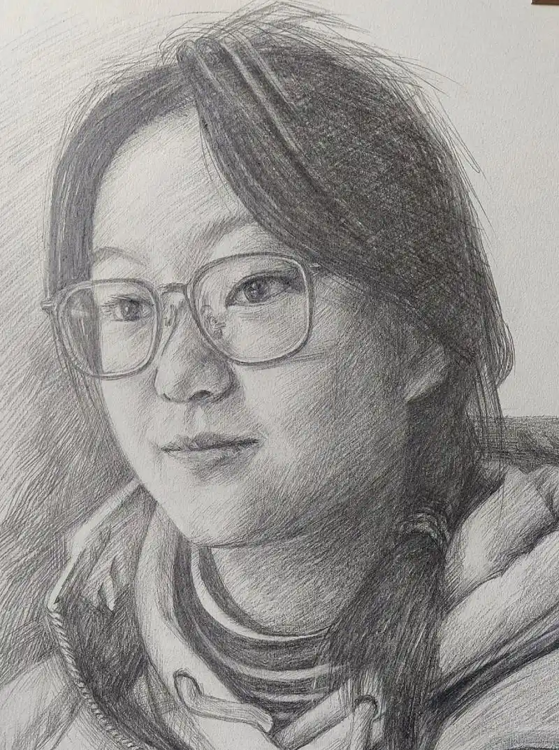 纯手绘素描人物肖像画,#绘画分享 感恩所有的相遇,祝福友友们 - 抖音