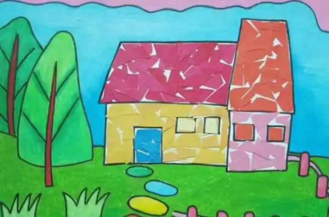 桓仁县业主沟小学·李明阳·绘画作品《房屋》