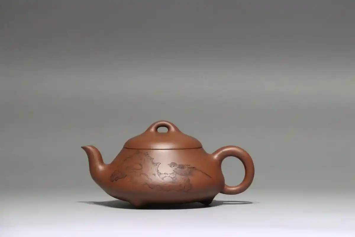 石瓢实力派工手程杰全手老紫泥汉棠石瓢,容量260.