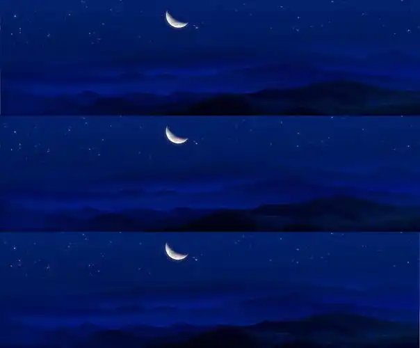 夜晚月亮远山大屏背景_3600x1200_高清视频素材下载(编号:4003485)