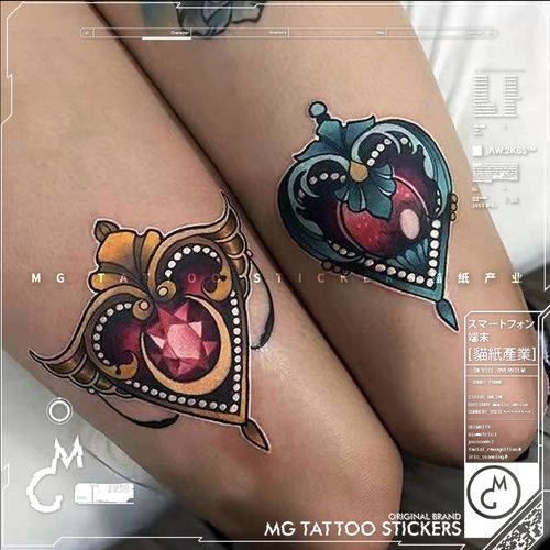 mg tattoo 欧美复古old school宝石图案性感花腿个性防水纹身贴女