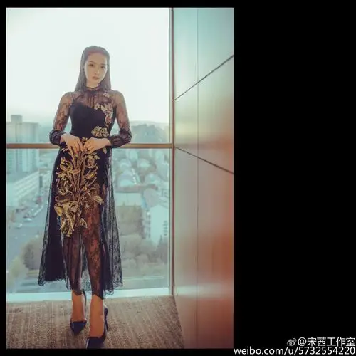 [宋茜][分享]160414 女王茜造型再添经典 中国风刺绣礼服性感优雅