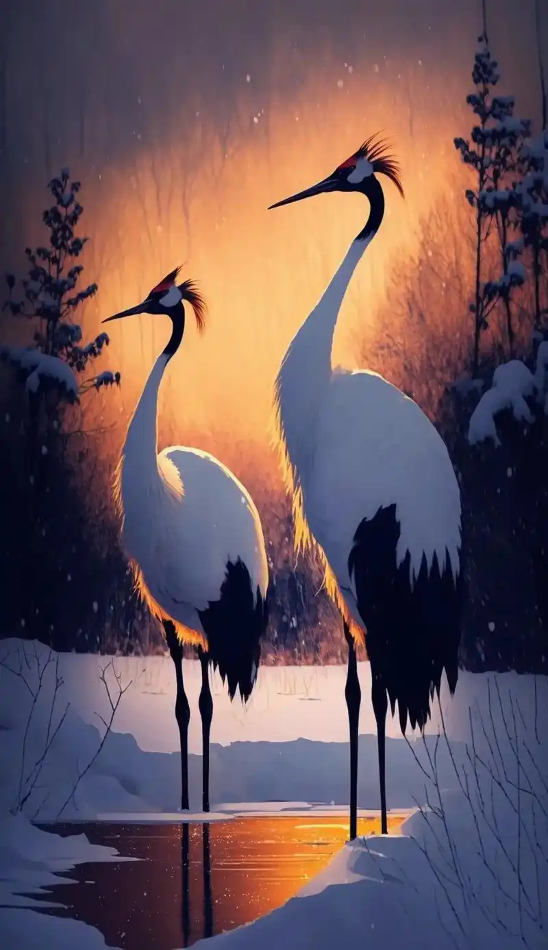 夕阳下的仙鹤吐息,这么绝美且幸运的一幕当然要分享给大家呀!# - 抖音