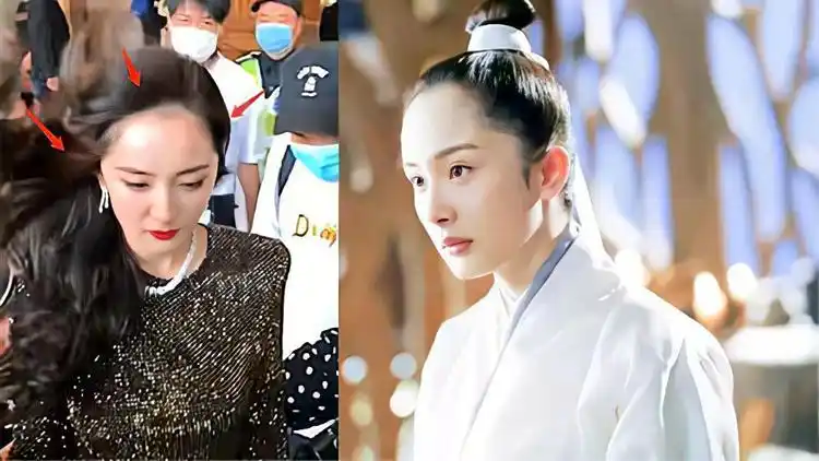 杨幂假发被化妆师突然掀掉,发际线高到惊呆众人!脑门锃亮都反光