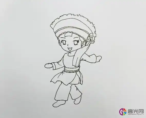 白族人简笔画有颜色