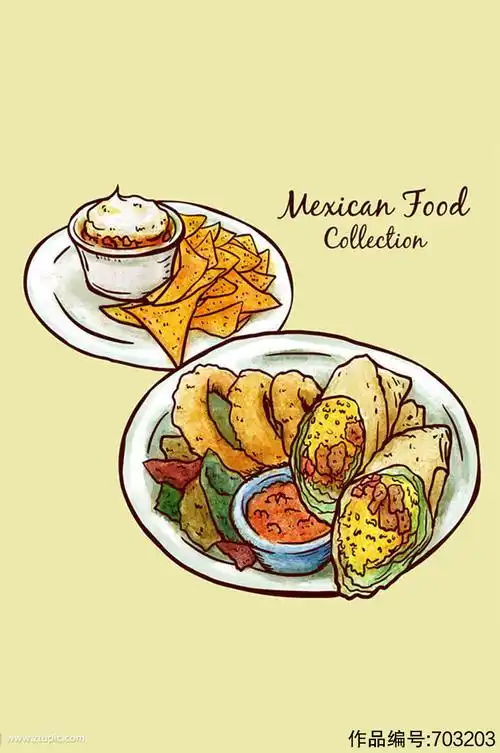 彩绘墨西哥食物矢量素材