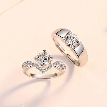 xrym轻奢莫桑石钻戒情侣一对铂金戒指结婚对戒仿真钻石求婚婚礼现场仪
