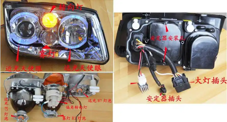 汽车大灯总成及内部结构图
