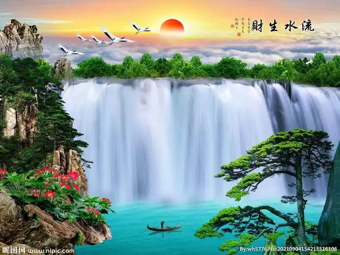 流水生财设计图__风景_psd分层素材_设计图库_昵图网nipic.com