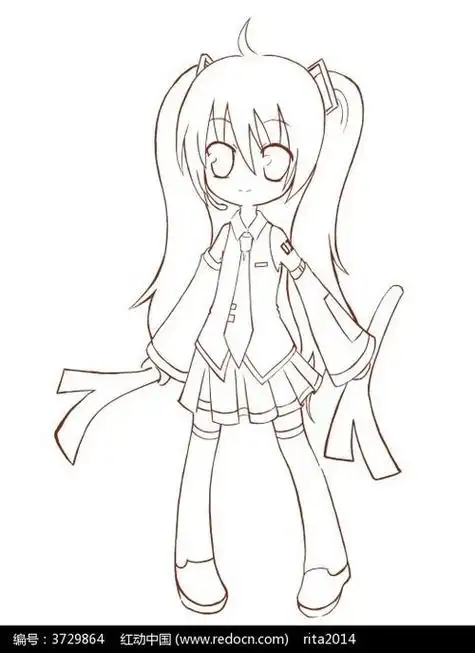 画动漫人物女生全身简笔画
