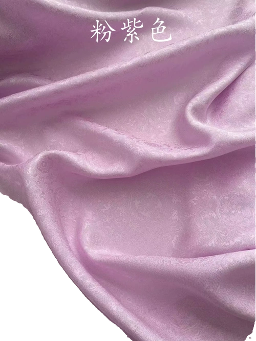 花罗真丝花绫鹤鹿同春真丝提花面料汉服旗袍丝绸中国风浅蓝色浅紫