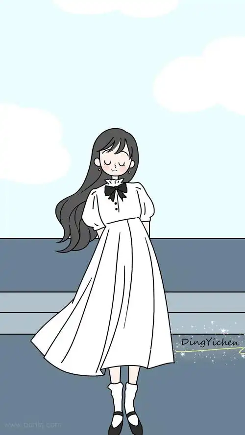 可爱日常女生穿搭手绘手机壁纸-卡通壁纸 - 壁纸之家