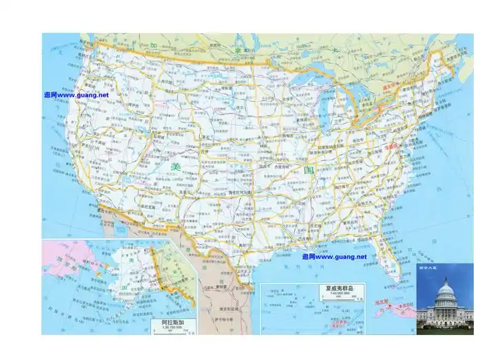 美国地图各州及首府