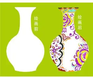 幼儿园手工制作模具手绘白底填色硬卡纸花瓶 创意diy青花瓷材料