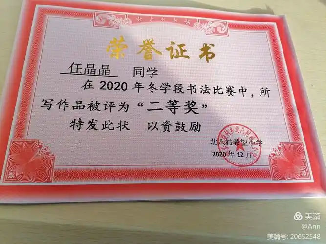 书法比赛获得的奖状