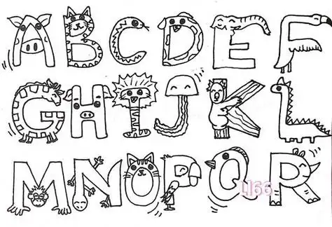 26个字母77动物 简笔画素材