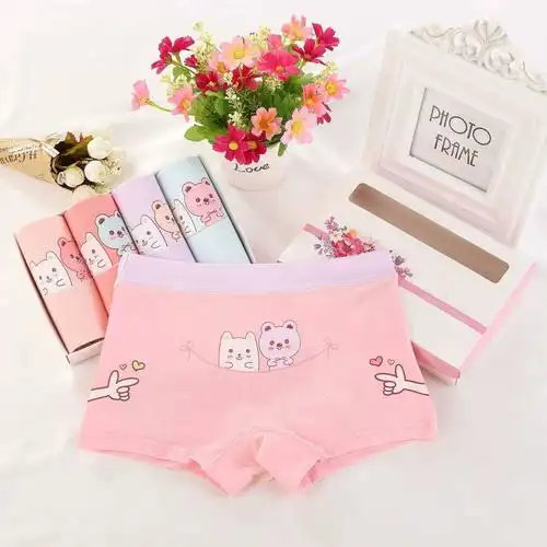 纯棉女孩内裤女童平角宝宝四角底裤内裤