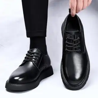 零度e族皮鞋男2024新款春季英伦风黑色商务正装休闲男鞋新郎结婚潮鞋