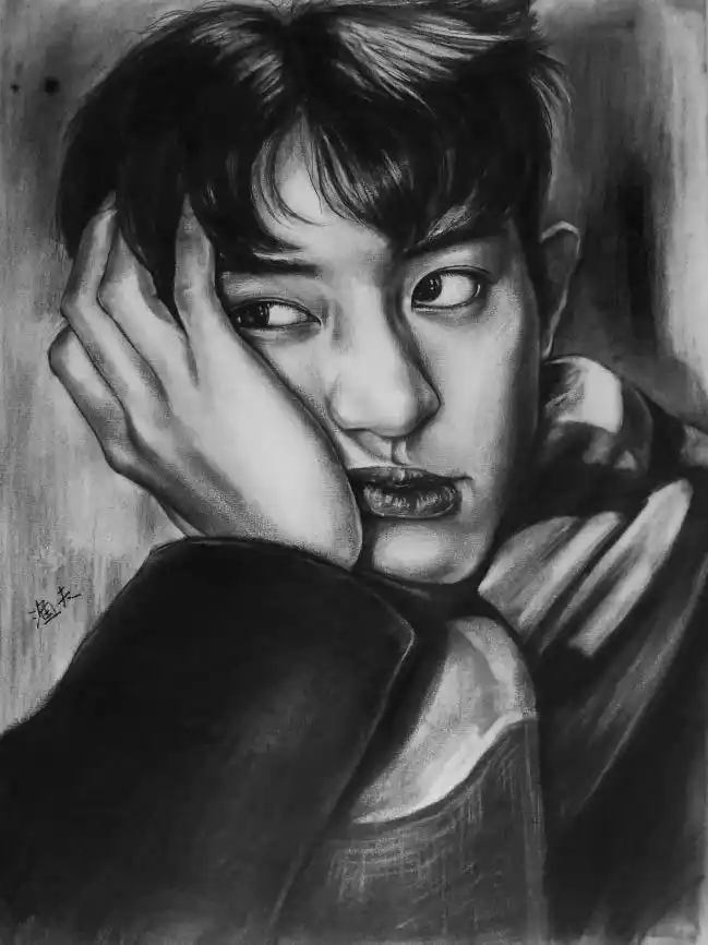 素描头像灿烈我的追星小手绘