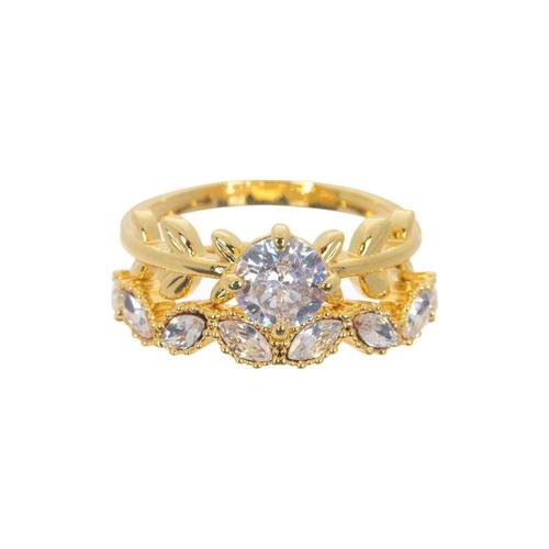 covet金色戒指|leaf cz engagement set