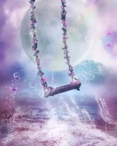 文艺风女生秋千背景下载 png古风文艺清新背景素材下载 png文艺清新