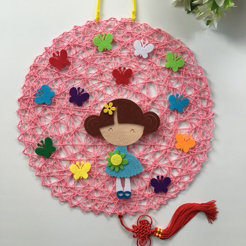 幼儿园吊饰新年装饰教室材料室内外走廊 diy手工布纸绳编织挂饰