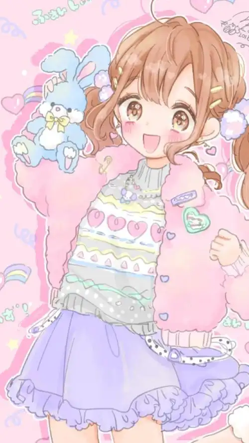 iphone壁纸 电脑壁纸 插画 文字 动漫 平铺 萌物 软妹 少女心 粉色