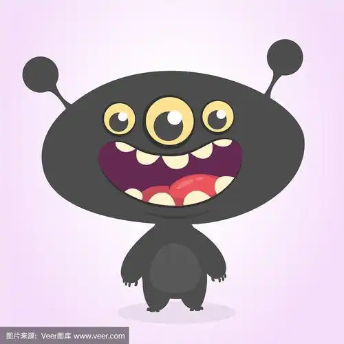 有趣的卡通三眼外星人.矢量图