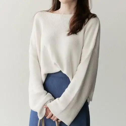 韩国 秋冬简约气质时髦纯色宽松袖子套头针织衫 6色