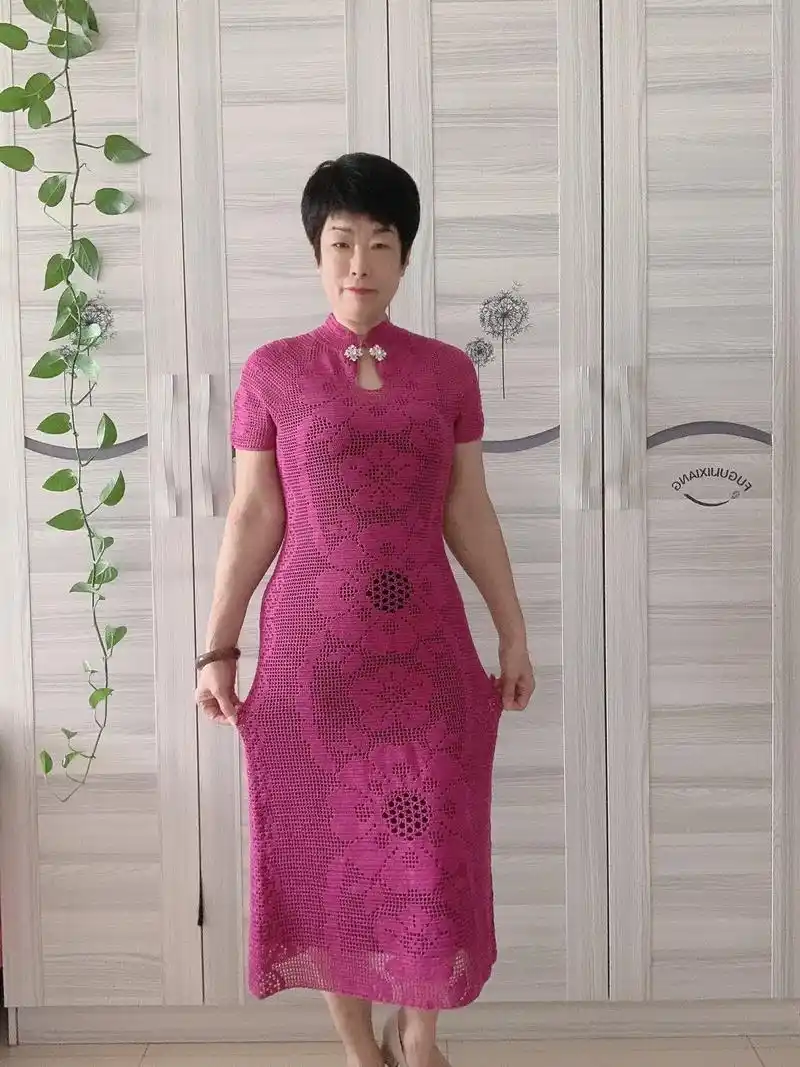 爱生活爱编织 #旗袍 #钩针编织 - 抖音