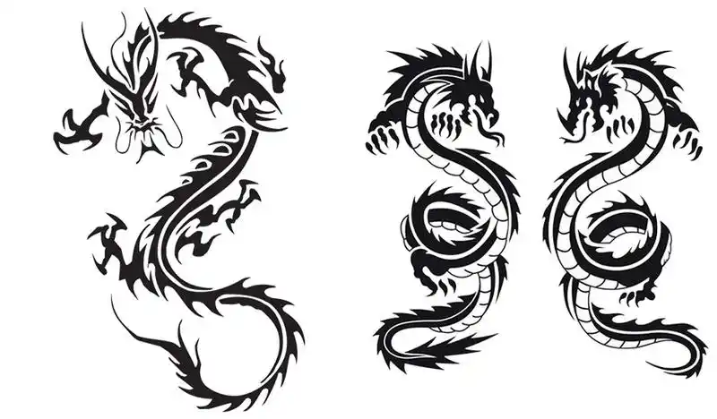 满背龙纹身手稿免抠png透明图层素材