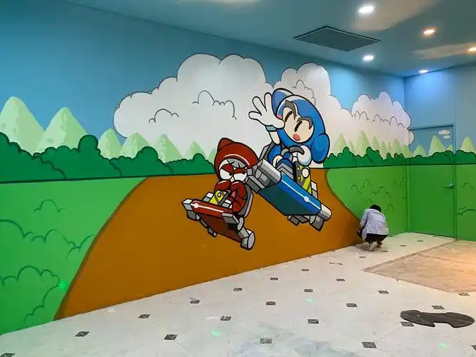 超市游乐园卡通3d墙体彩绘_堇墨墙绘-站酷zcool