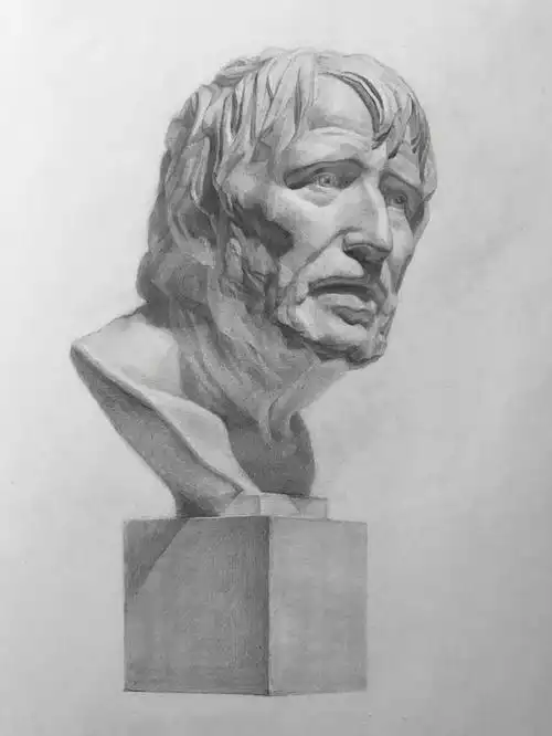 塞内卡石膏像素描附详细绘画步骤