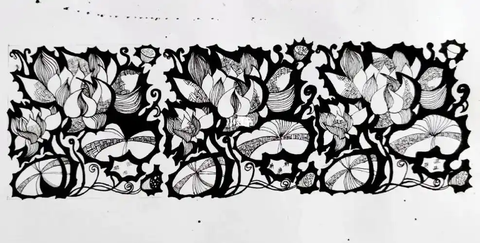 二方连续图案练习黑白装饰画